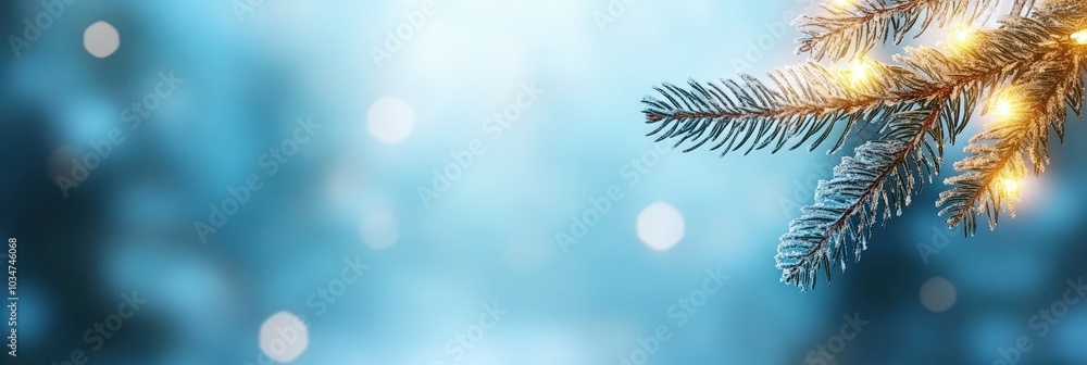 Glowing Christmas Tree Branch with Lights