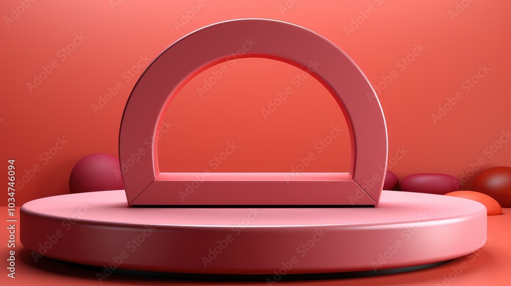 Red Archway and Circular Platform for Display Red Archway and Circular Platform for Display