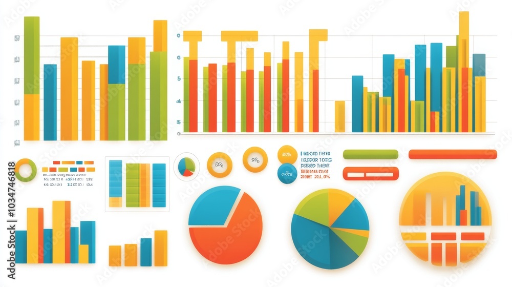 Colorful Business Infographic Charts and Graphs Data Visualization Colorful Business Infographic Charts and Graphs Data Visualization