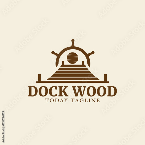 pier harbor rudder beach logo vector symbol illustration design template