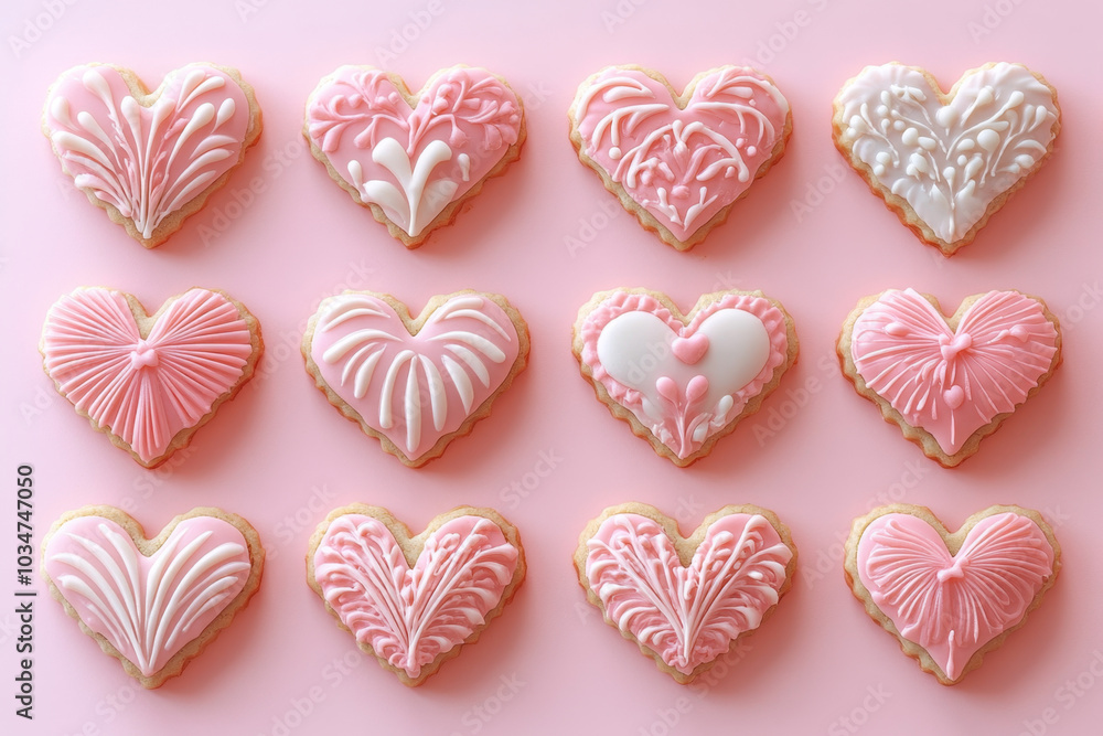 Adorable Pink Cookie Cutters in Heart Shape on Soft Pastel Surface Adorable Pink Cookie Cutters in Heart Shape on Soft Pastel Surface