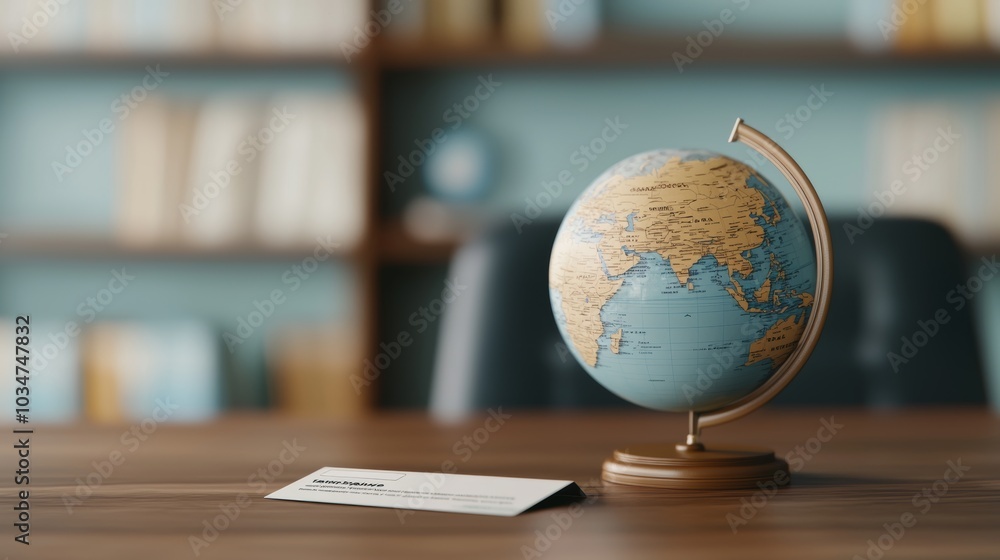 Travel Insurance Card with Globe on Wooden Table Travel Insurance Card with Globe on Wooden Table