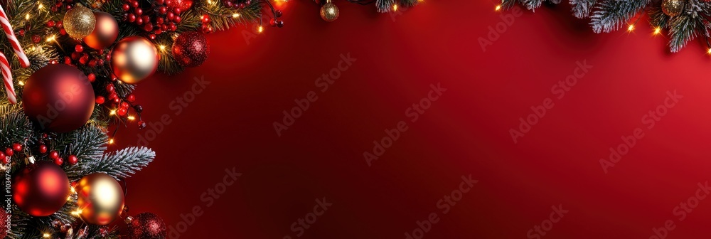 Festive Background with Christmas Ornaments and Lights Festive Background with Christmas Ornaments and Lights