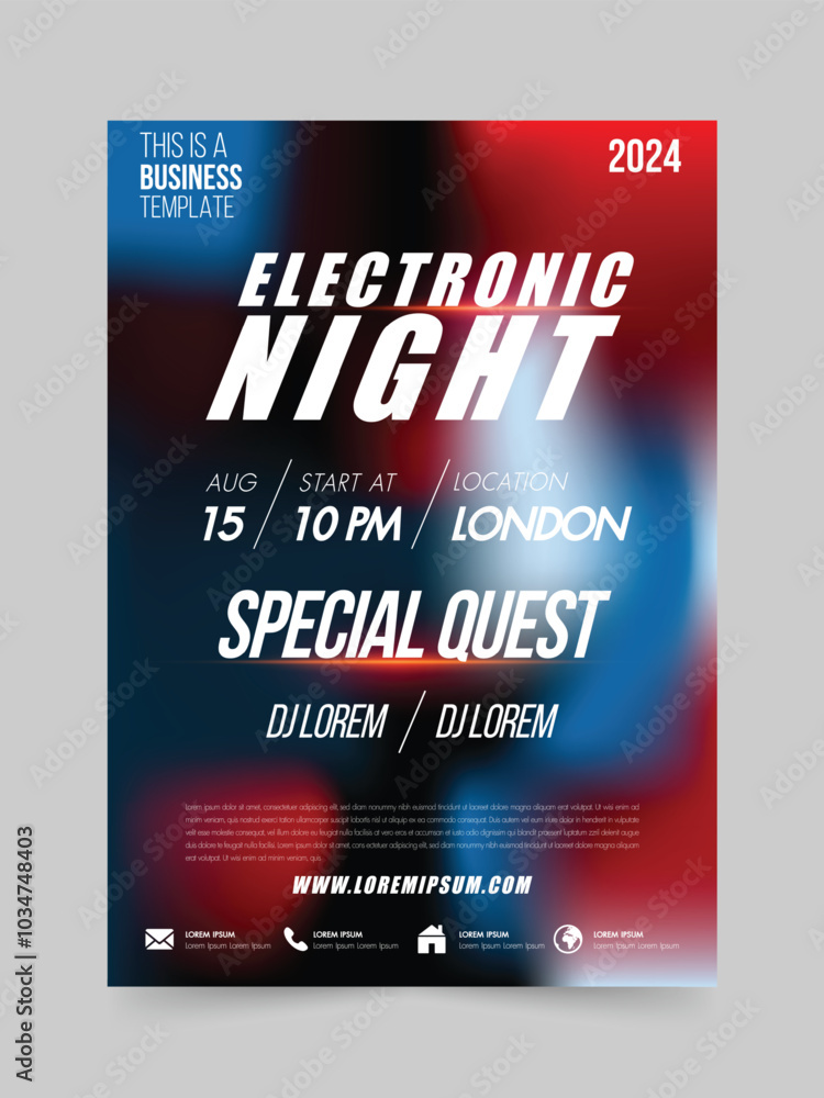 Fototapeta premium Brochure music concert design flyer template design layout, music festival party, festival sound, live music, night party.