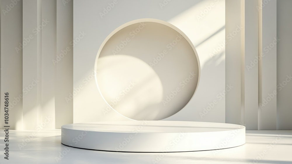 Minimalist White Platform with Half-Circle Cutout Minimalist White Platform with Half-Circle Cutout