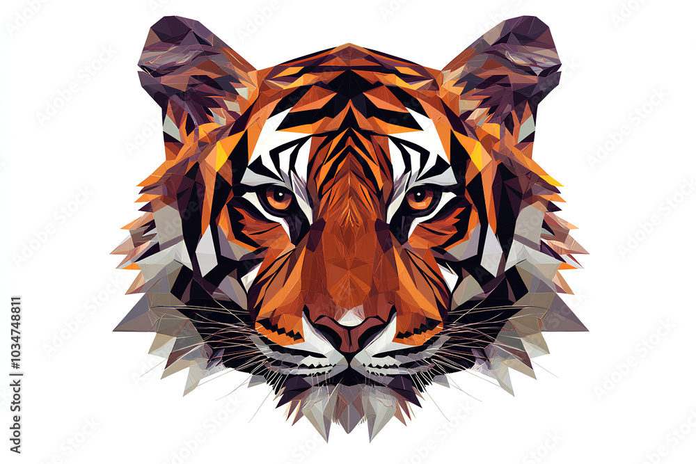 Fototapeta premium tiger's head in geometric pattern, illustration