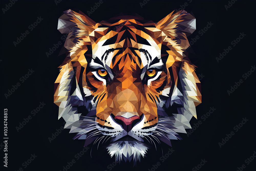 tiger's head in geometric pattern, illustration tiger's head in geometric pattern, illustration