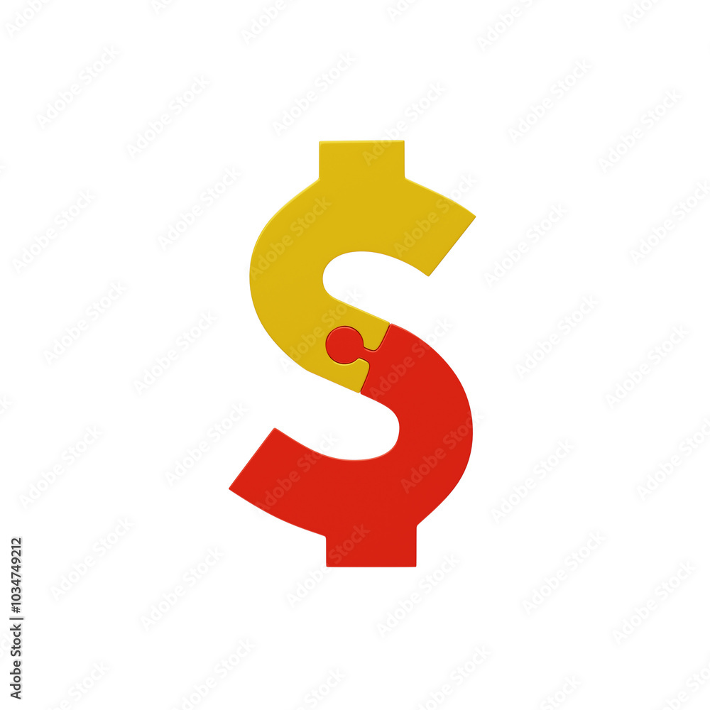 3D Colorful Puzzle Piece Letter Dollar Symbol. 3D Icon 3D Colorful Puzzle Piece Letter Dollar Symbol. 3D Icon