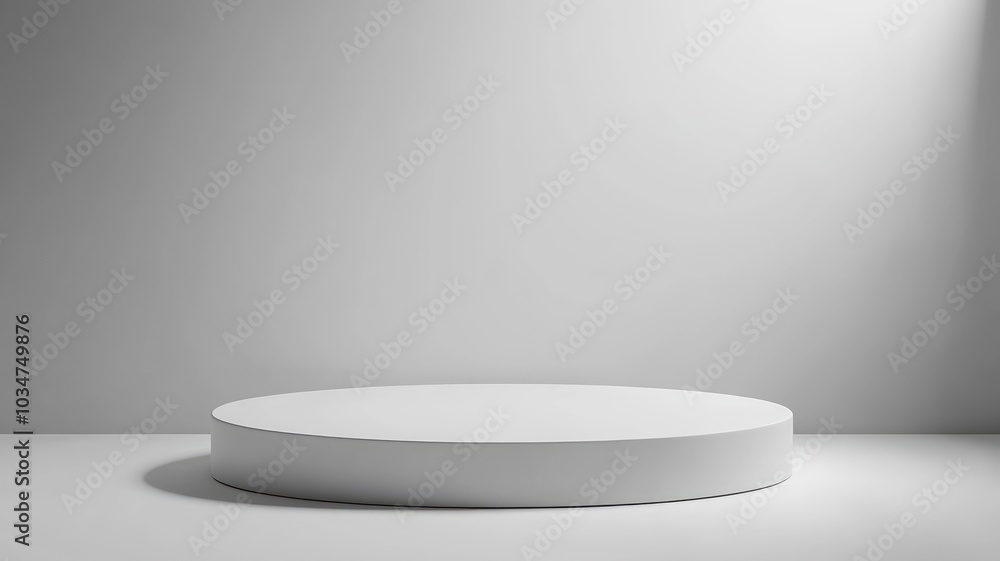 A White Circular Platform on a White Surface in a White Room A White Circular Platform on a White Surface in a White Room