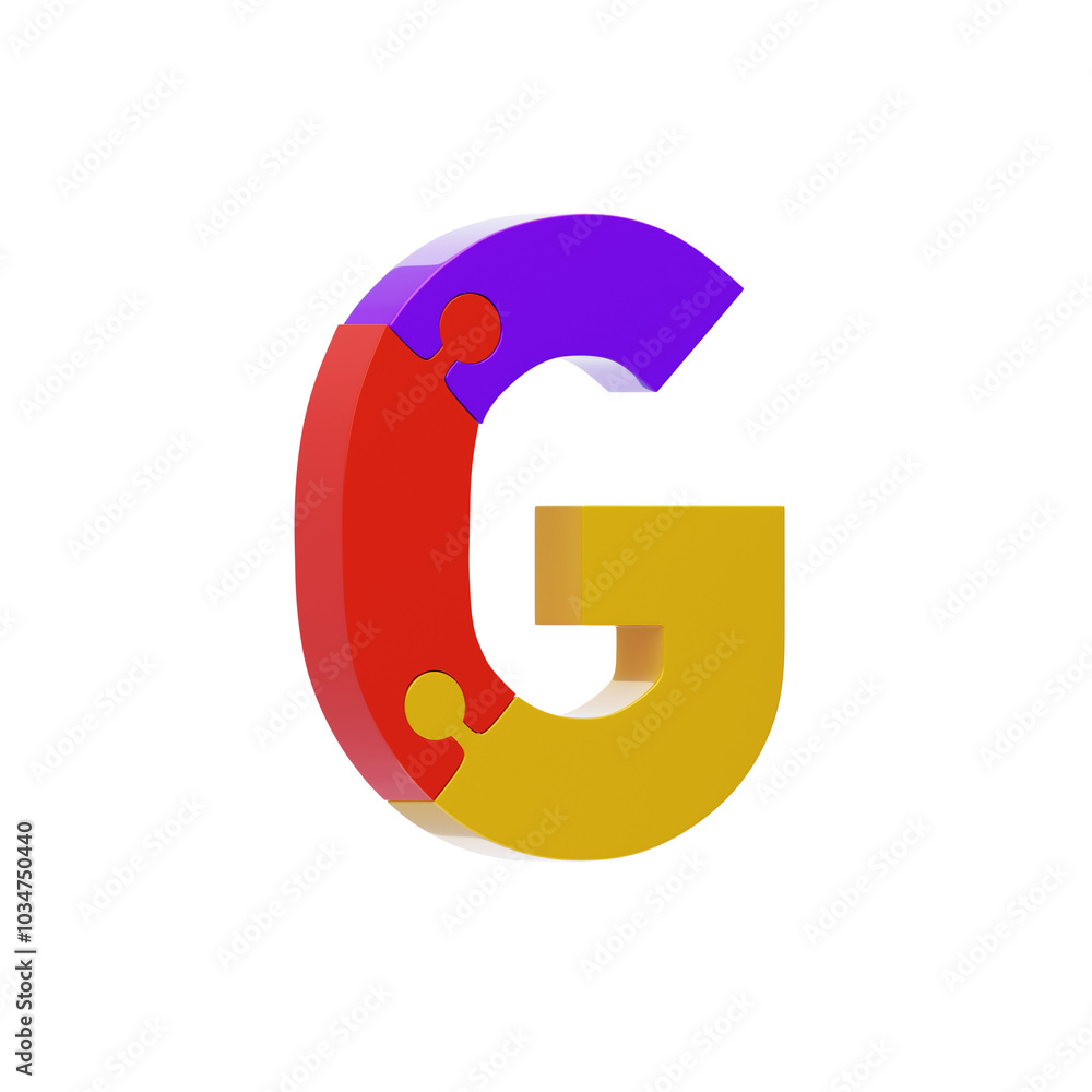 3D Colorful Puzzle Piece Letter G. 3D Icon 3D Colorful Puzzle Piece Letter G. 3D Icon