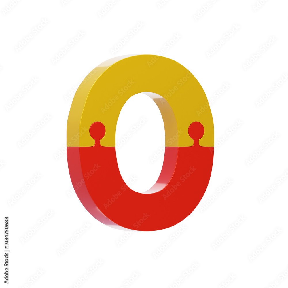 3D Colorful Puzzle Piece Letter O. 3D Icon 3D Colorful Puzzle Piece Letter O. 3D Icon