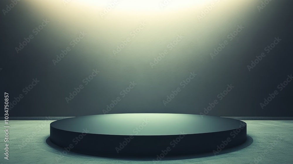 A Circular Platform with a Soft Spotlight in a Dark Room A Circular Platform with a Soft Spotlight in a Dark Room