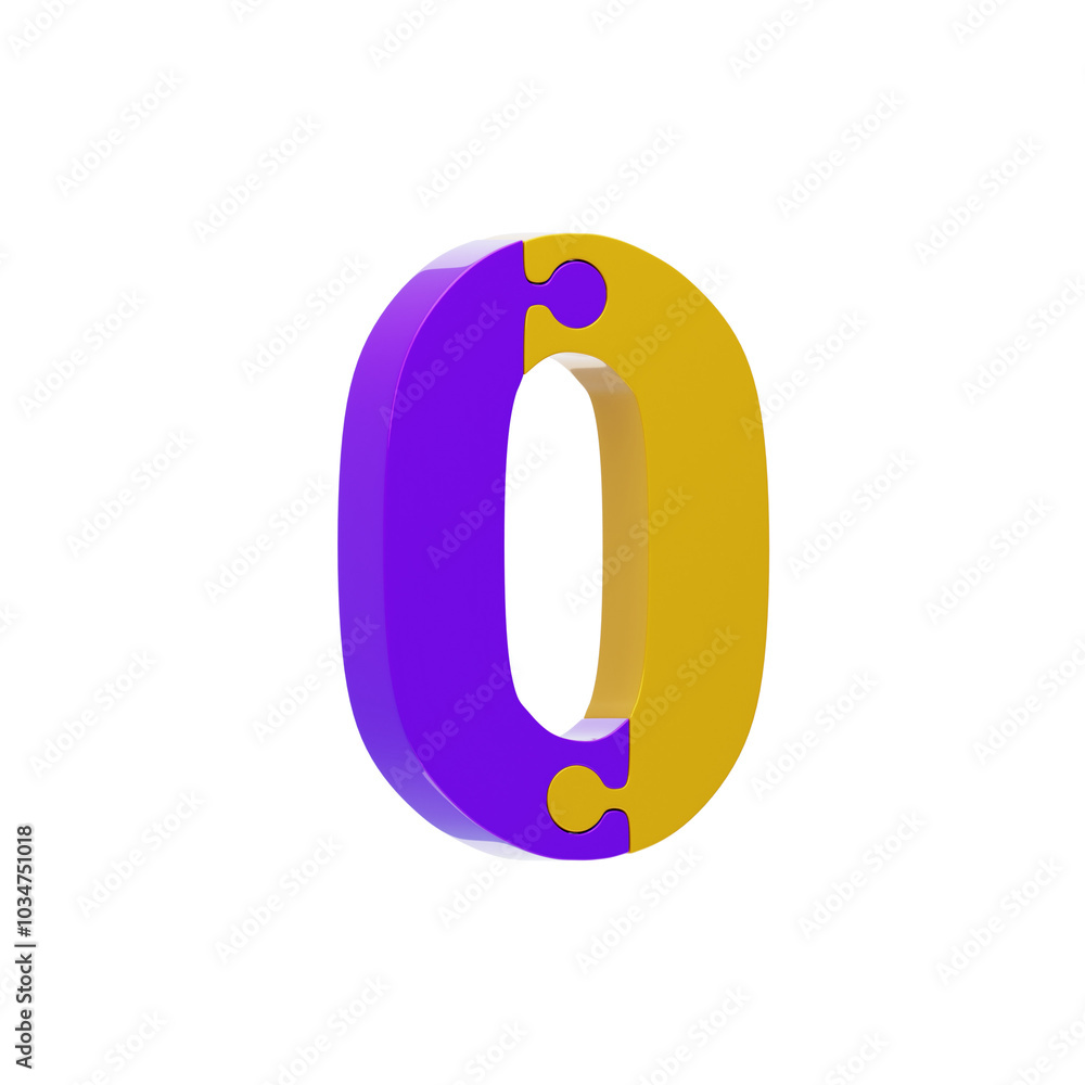 3D Colorful Puzzle Piece Number 0. 3D Icon 3D Colorful Puzzle Piece Number 0. 3D Icon