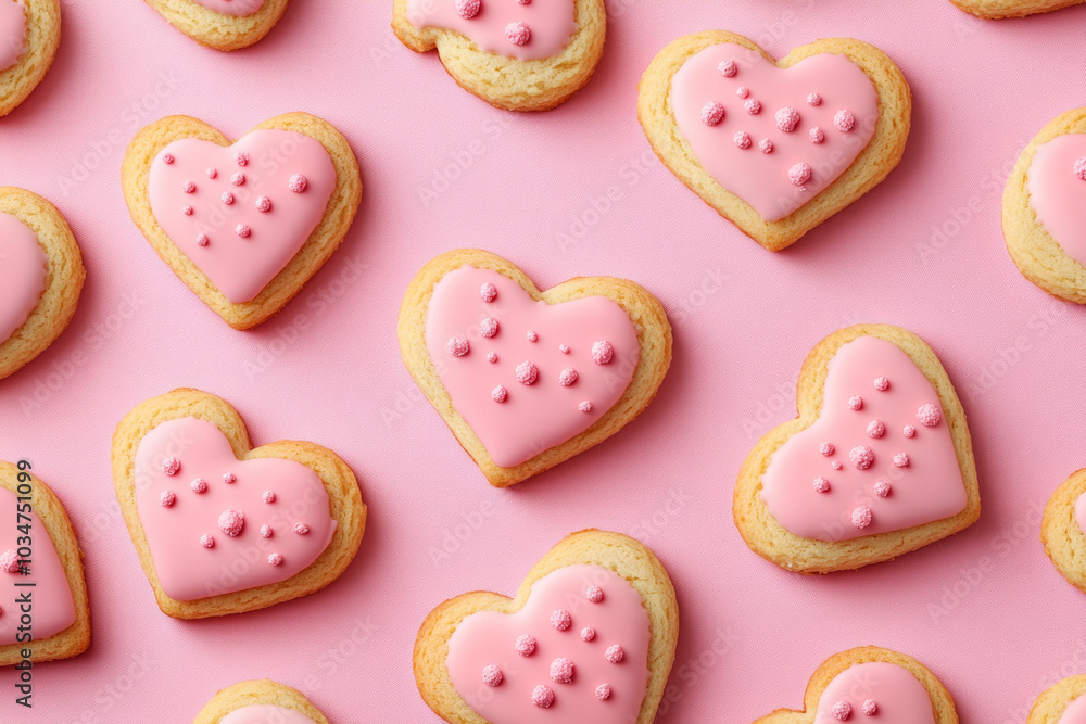 Sweet Baking Essentials Pink Heart Cookie Cutters on Pastel Canvas Sweet Baking Essentials Pink Heart Cookie Cutters on Pastel Canvas