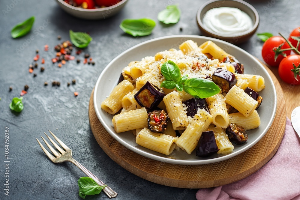 Delicious Eggplant Pasta with Parmesan Cheese Delicious Eggplant Pasta with Parmesan Cheese
