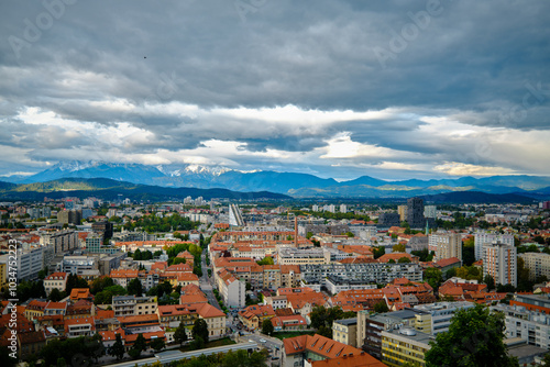 The city of Ljubljana from the top of the castle