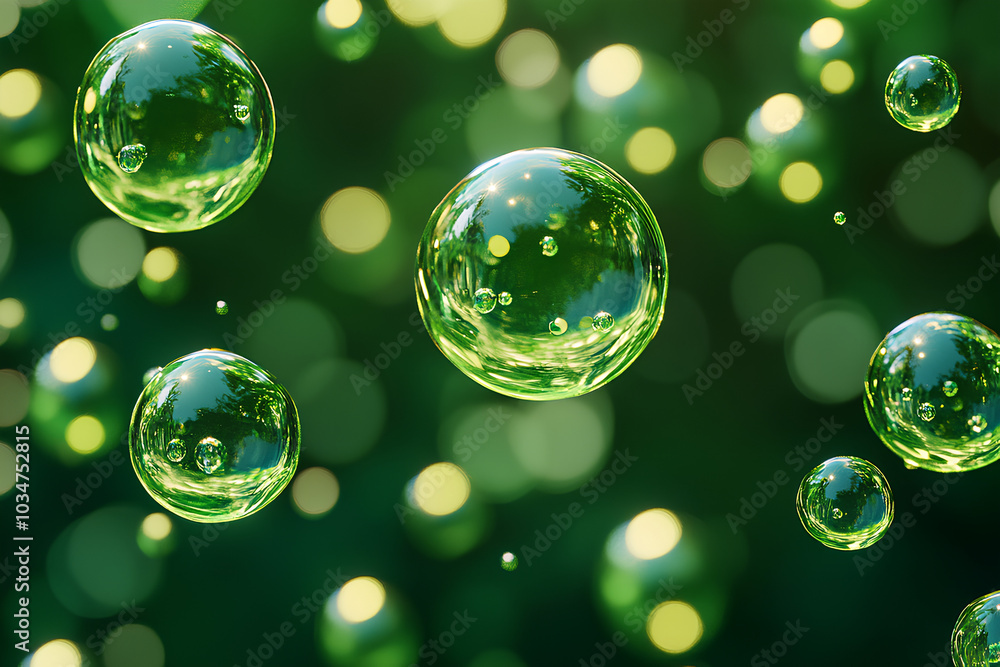 Transparent green bubbles background, 3d rendering Transparent green bubbles background, 3d rendering