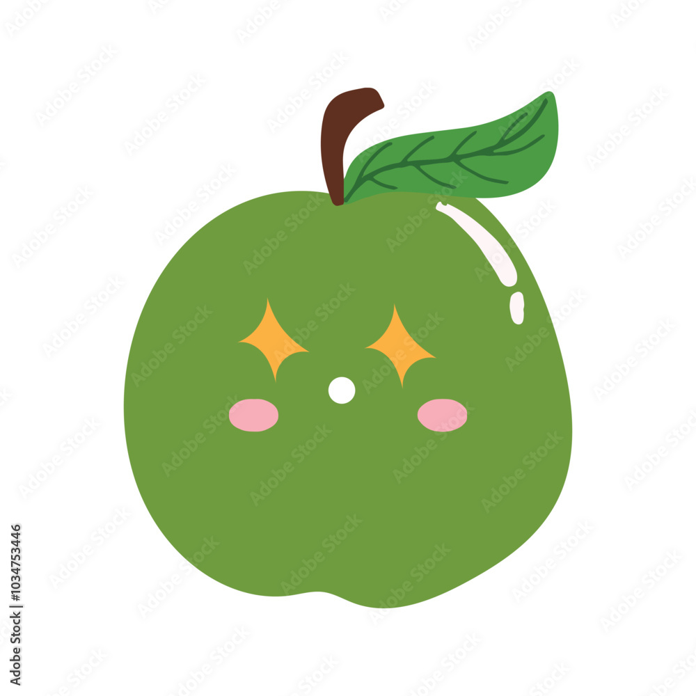 cute kawaii apples sticker emoticon isolated on white background. Cute and kawaii apples emoticon expression cute kawaii apples sticker emoticon isolated on white background. Cute and kawaii apples emoticon expression