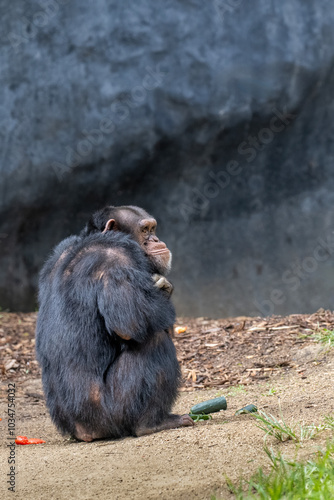 Grumpy Chimpanzee looking towards the right