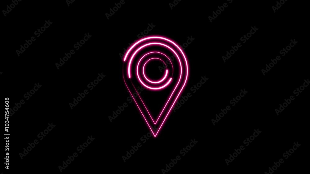 Bright Glowing Neon Blue Location Icon: Modern GPS Map Pin Symbol with Dark Background Bright Glowing Neon Blue Location Icon: Modern GPS Map Pin Symbol with Dark Background