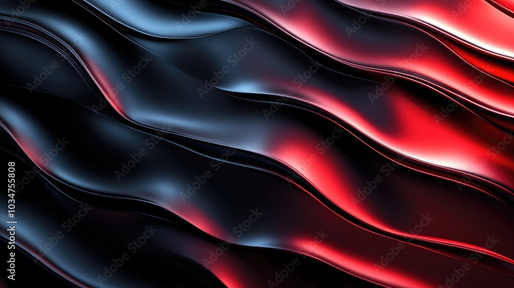 Abstract Metallic Waves in Red and Blue Hues Abstract Metallic Waves in Red and Blue Hues