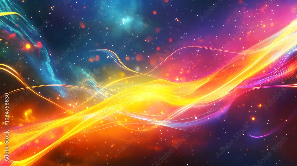 Fototapeta premium Abstract Cosmic Lightscape with Swirling Energy and Glowing Particles