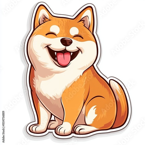 Cute Shiba Inu Dog Cartoon Illustration - Adorable Pet Sticker