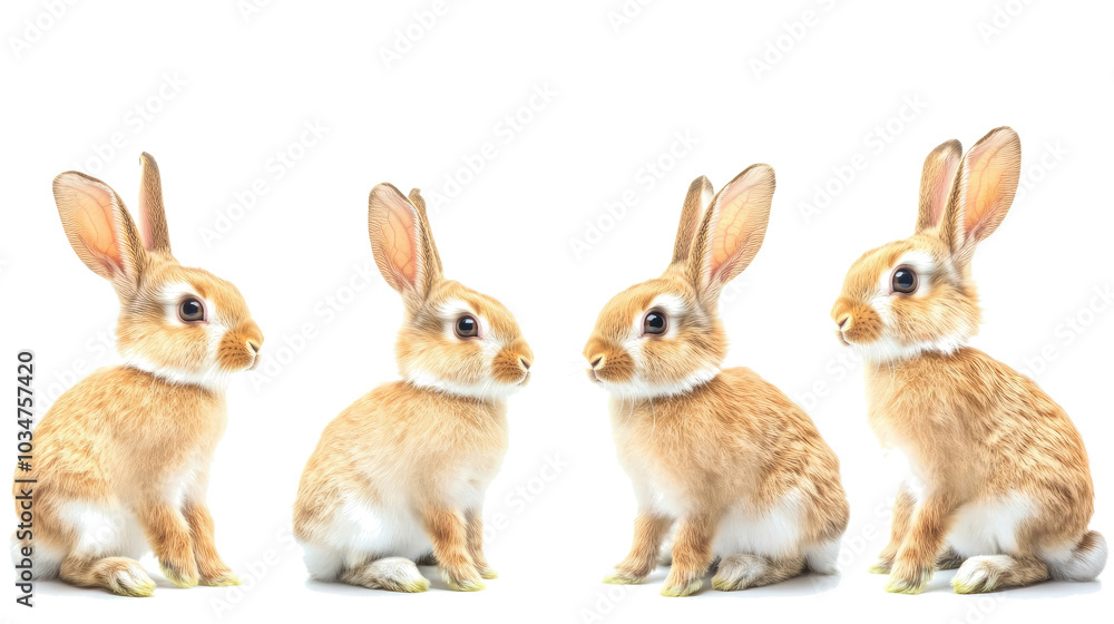 Cute Rabbits Sitting Together in a Bright and Playful Arrangement Generative AI Cute Rabbits Sitting Together in a Bright and Playful Arrangement Generative AI