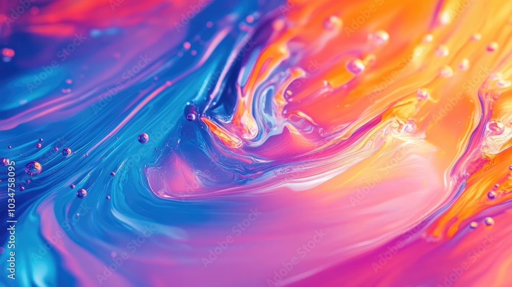 Abstract Swirling Liquid with Bubbles in Vibrant Colors Abstract Swirling Liquid with Bubbles in Vibrant Colors
