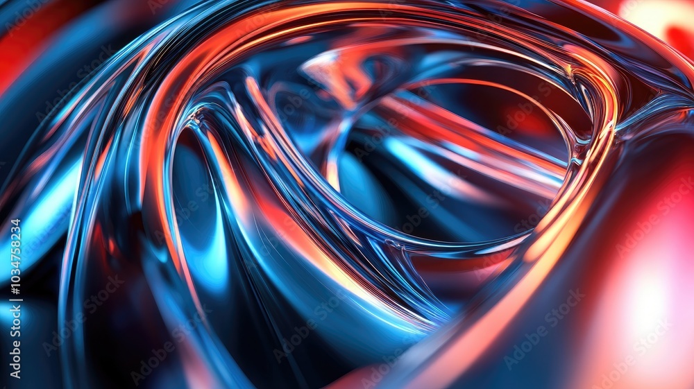 Abstract Blue and Red Swirling Liquid Surface Abstract Blue and Red Swirling Liquid Surface