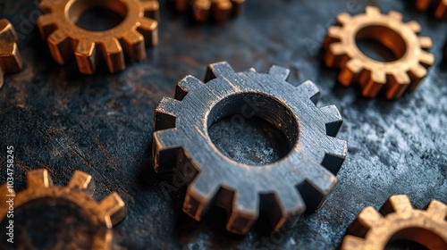 gears and checkmark symbolizing process optimization and quality assurance.stock image