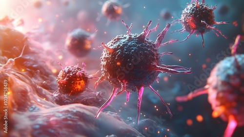 Cg render of t-cells or cancer cells.  photo