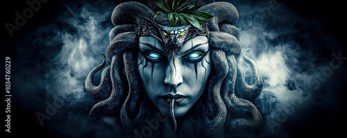 Medusa Surrounded by Mystical Elements