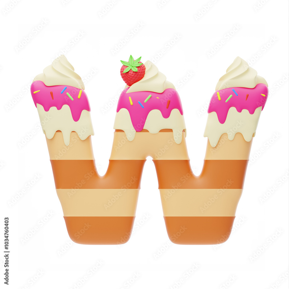Dessert 3D Alphabet W. 3D Icon Dessert 3D Alphabet W. 3D Icon