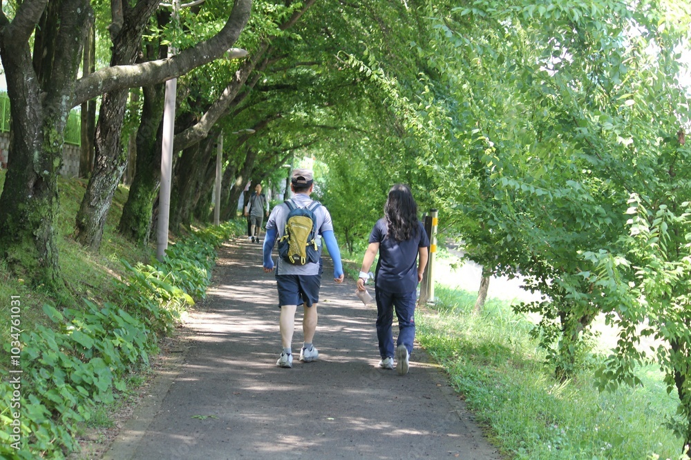 Image of people walking on Daecheongcheon Trail Image of people walking on Daecheongcheon Trail