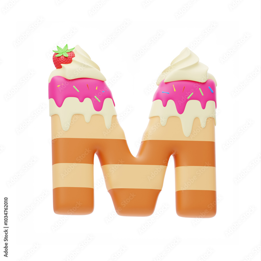 Dessert 3D Alphabet M. 3D Icon Dessert 3D Alphabet M. 3D Icon
