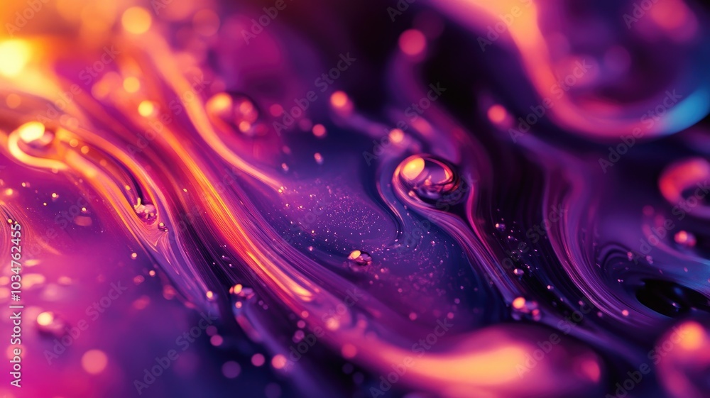 Abstract Swirling Purple and Orange Liquid with Bokeh Abstract Swirling Purple and Orange Liquid with Bokeh