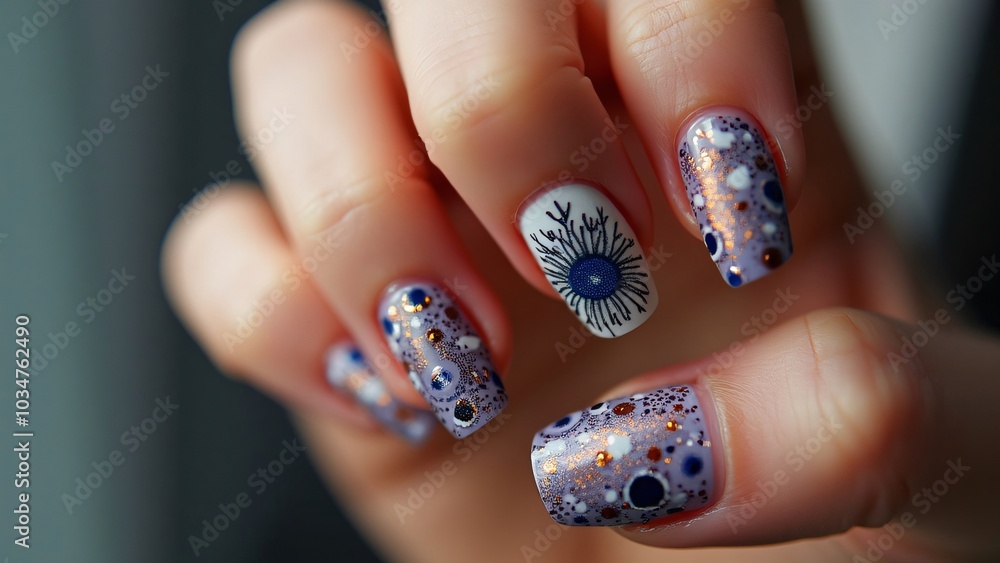closeup nail art hands with manicure and nails closeup nail art hands with manicure and nails