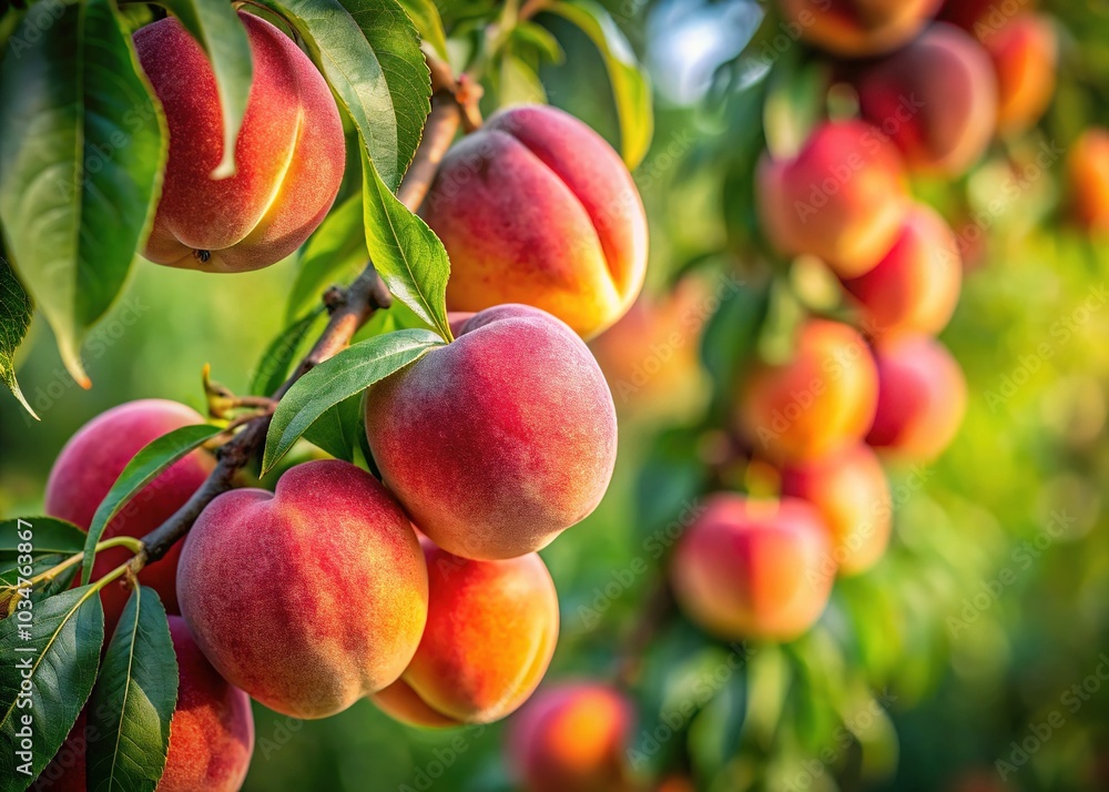 Luscious Peaches Adorning a Tree's Embrace Luscious Peaches Adorning a Tree's Embrace
