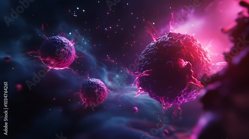 Cg render of t-cells or cancer cells.  photo