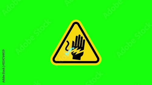 ISO Triangle Warning Sign: Voltage Hand Shock Symbol