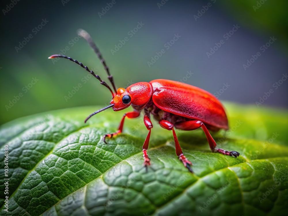 Macro Photography of Red Bug on Green Leaf Macro Photography of Red Bug on Green Leaf