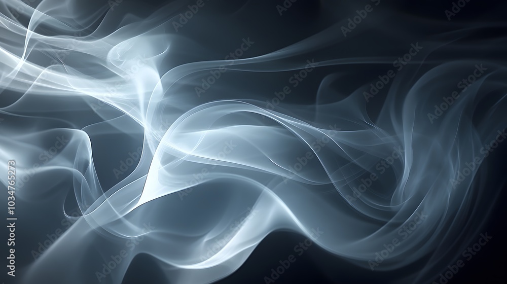 Fototapeta premium Flowing curls of smoke gently twisting through a softly illuminated ethereal background