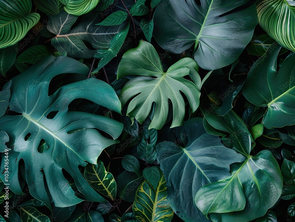 custom made wallpaper toronto digitalTropical Leaves Background: Lush Green Foliage Texture