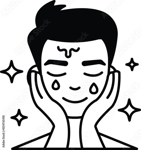 A man is crying while getting his face washed