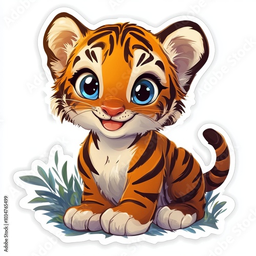 Cute Tiger Cub Illustration - Adorable Wildlife Photography