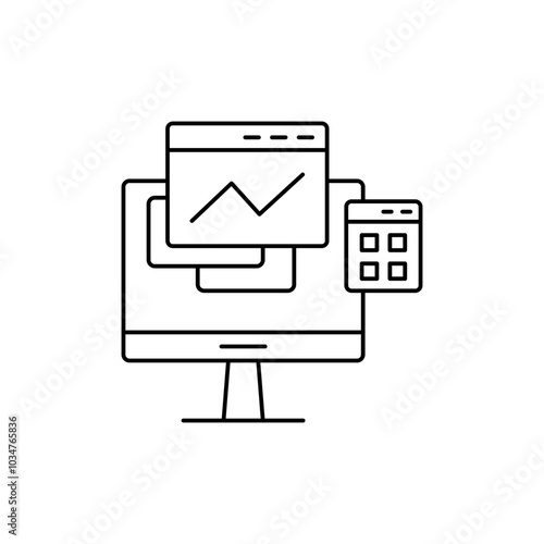 Multitasking Mobility Icon with pc, Personal Computer PC