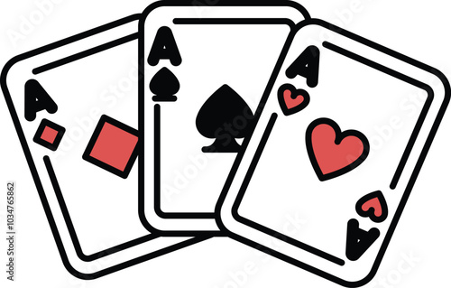 Three playing cards with the top card being a Ace, the middle card being a Spade