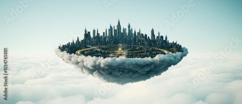 In a celestial haven exploring the enigmatic city suspended among the clouds photo