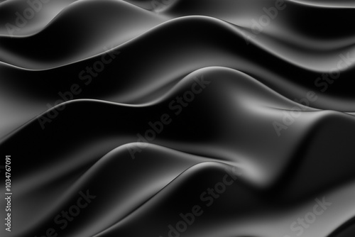 Abstract 3D Rendering of Dark Waves Surface for Futuristic Design Posters and Banners